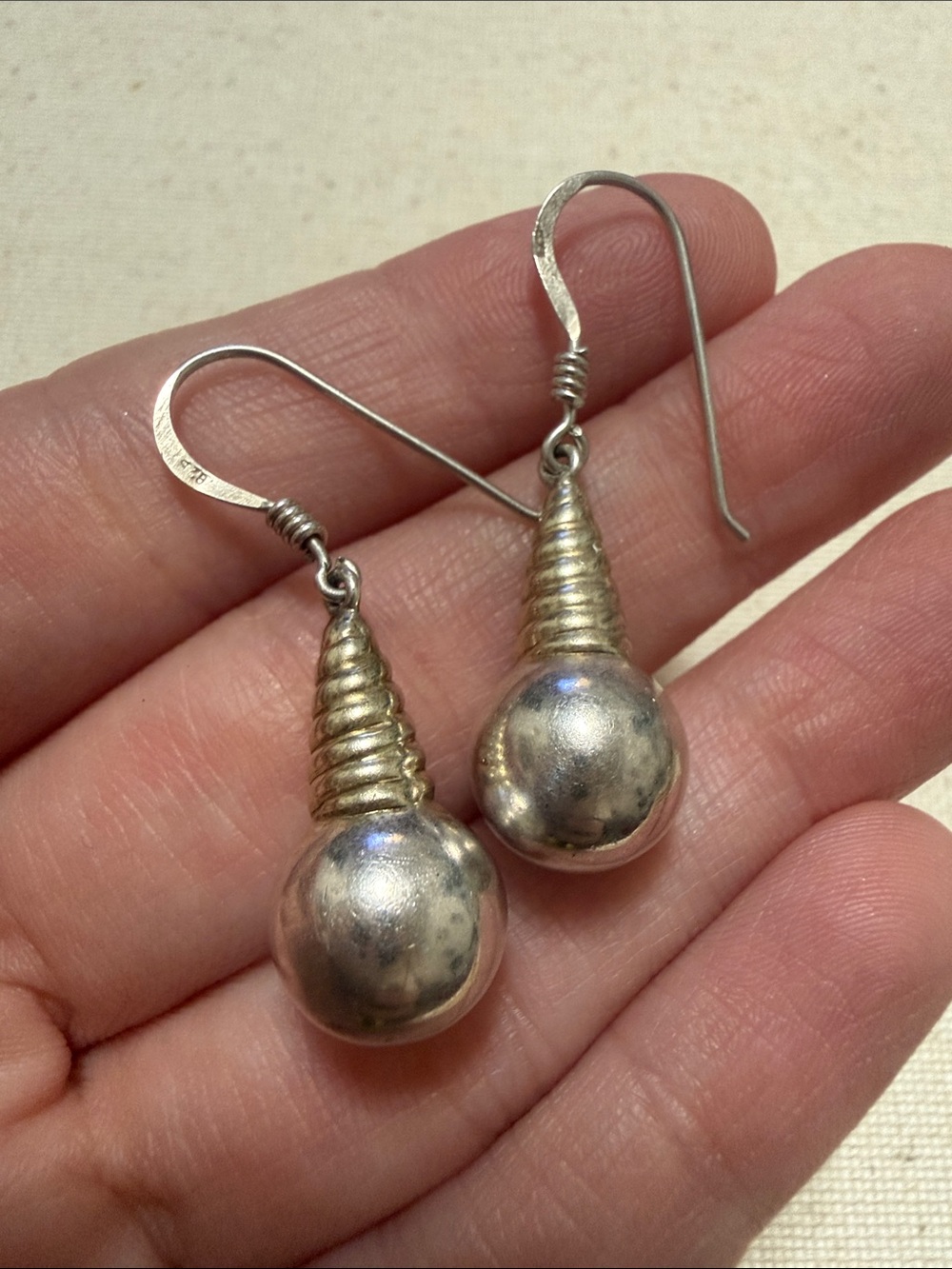 Lovely Sterling Silver 925 Spiral Dangling Drop Earrings